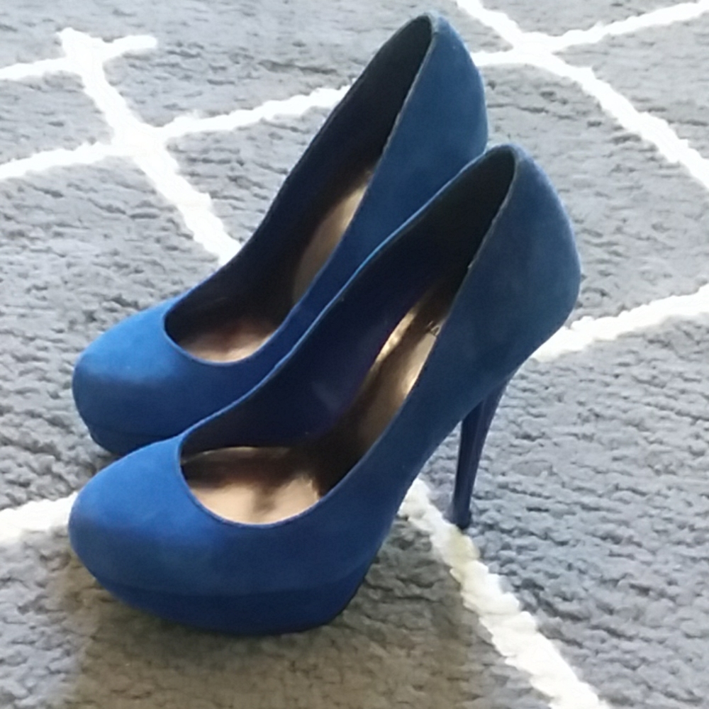 Blue platform stiletto